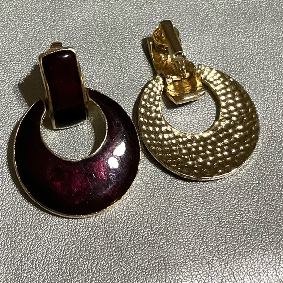 Vintage Womens Clip on Door knocker Drop Earrings - Picture 3 of 6